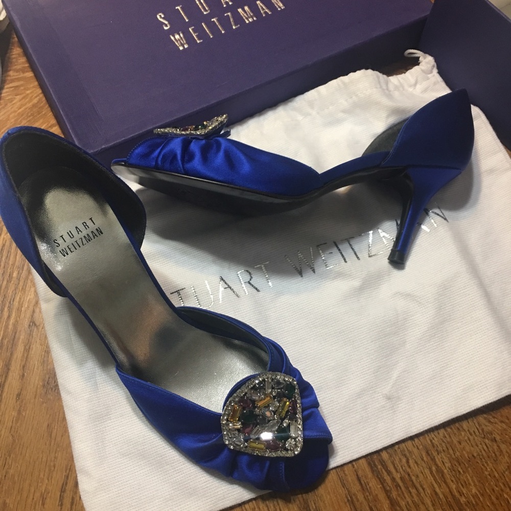 LIMITED EDITION Stuart Weitzman Blue Satin Bridal - Picture 2 of 6